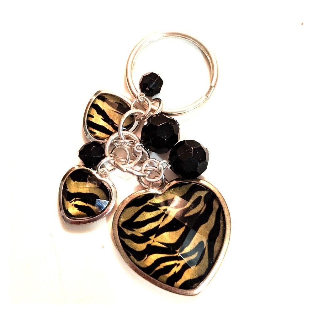 Silver Zebra print keychain